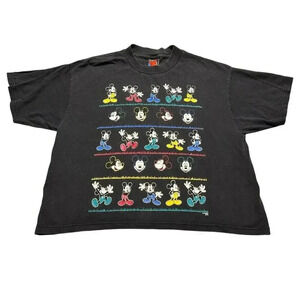 Vintage Mickey Unlimited Short Sleeve Shirt Size Small Faded Black Boxy Fit